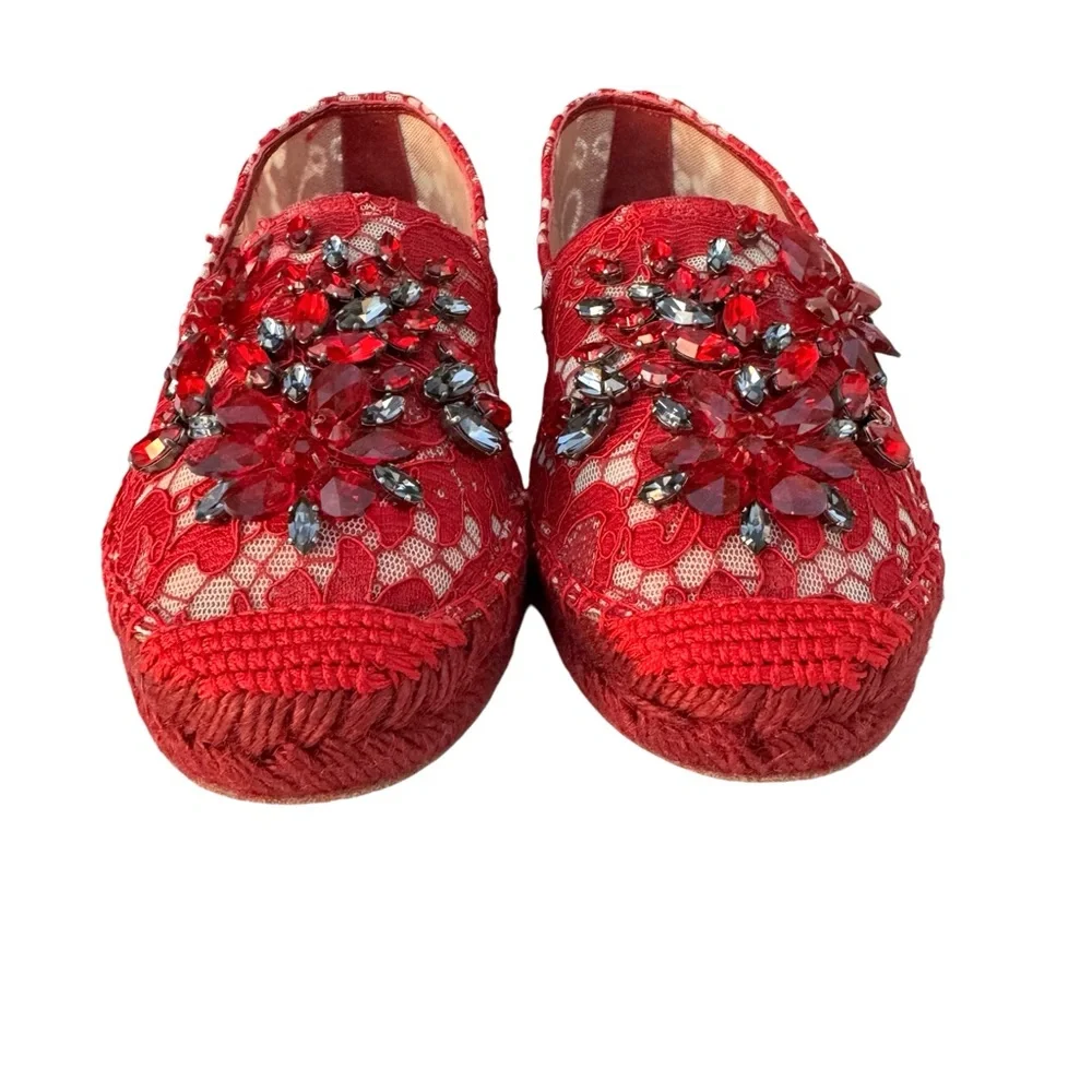 Dolce & Gabbana Swarovsky Red Flats  Espadrilles